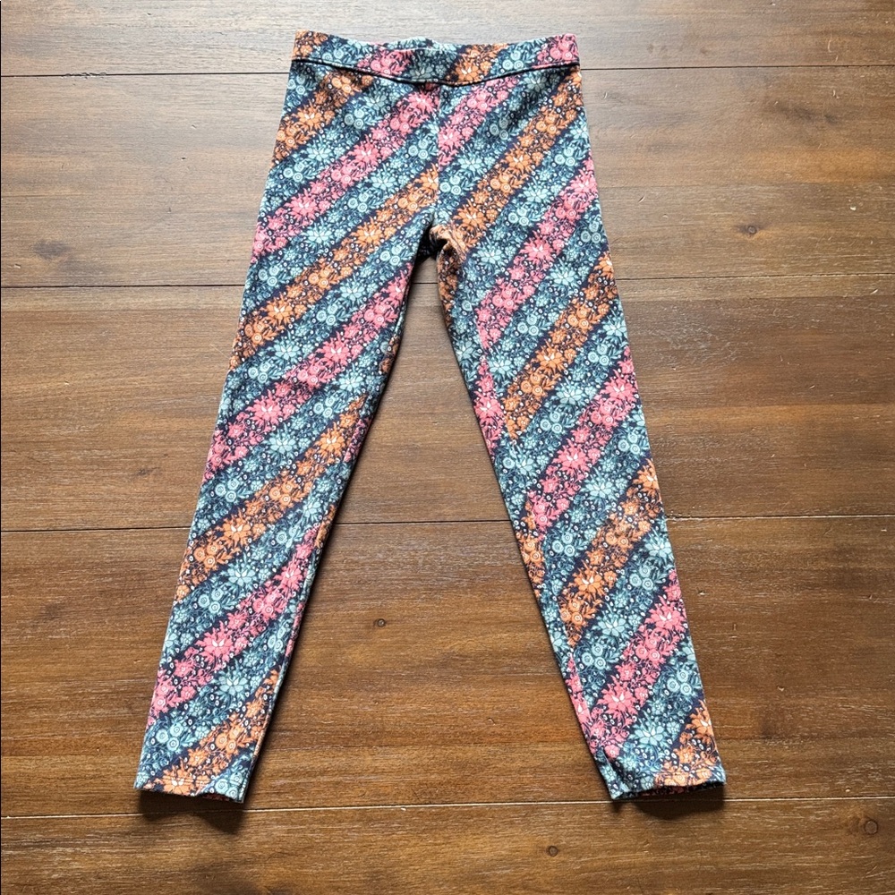 Sz 10 Janie and Jack stretch cotton blend diagonal stripe floral ponte pants